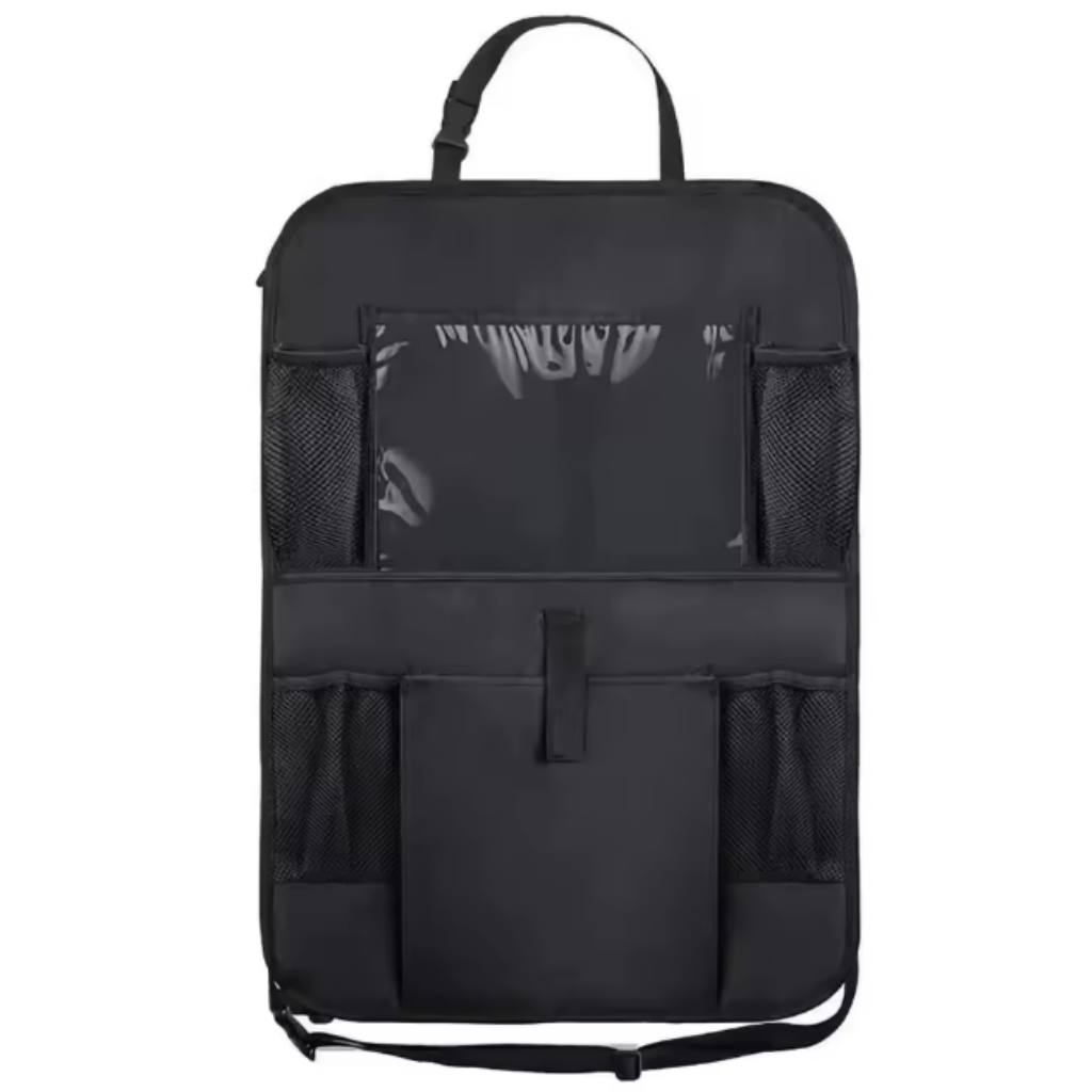 Organisateur de siège arrière – Support tablette tactile, multi-poches & protection imperméable