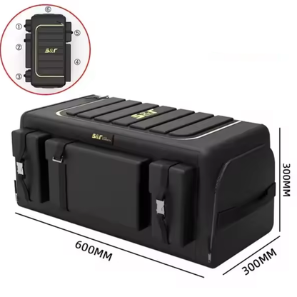 Organisateur de coffre avec couvercle – Boîte pliable en tissu Oxford 70 L multi-poches